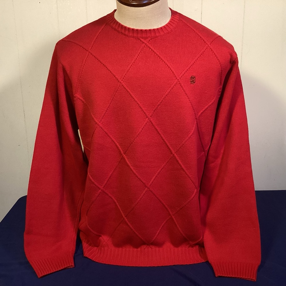 Izod red crewneck cotton sweater mens size Large